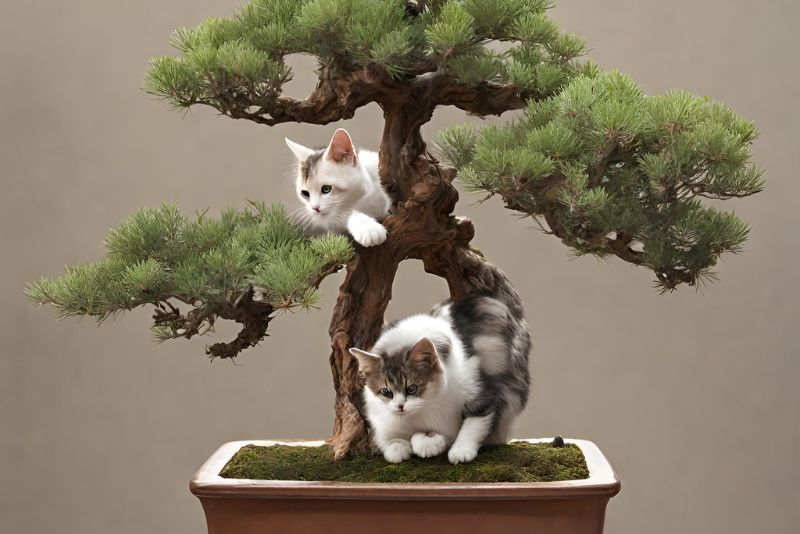 Cats Chewed On A Juniper Bonsai Tree